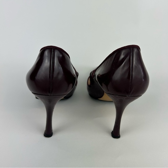 Manolo Blahnik Vintage Campari Burgundy Pointed Toe Mary Jane Heels Size 39.5 - Picture 7 of 12